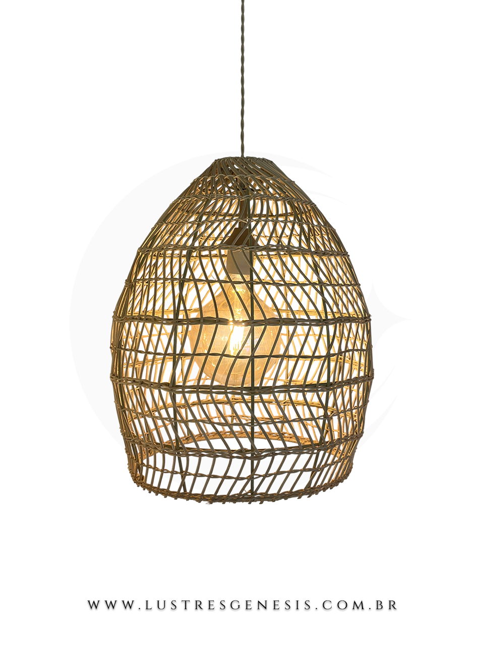 Luminária de teto feita de madeira e rattan pendente, iluminada, ideal para mesas, balcão de cozinha, área gourmet e sítios